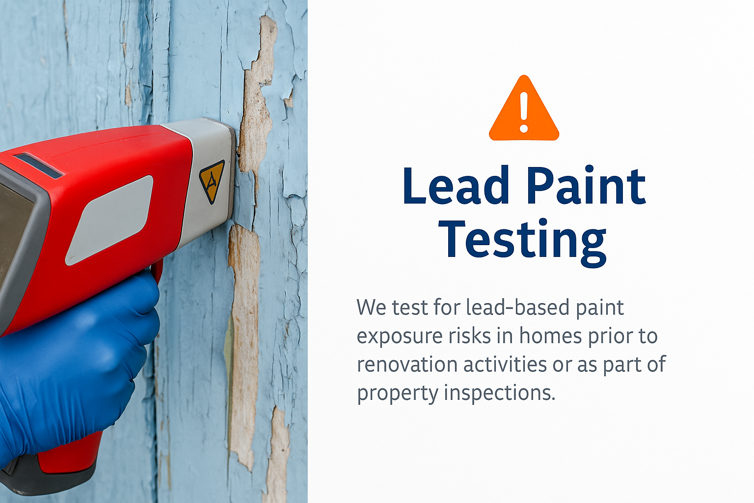 Inspector testing painted surface for lead in Minnesota home